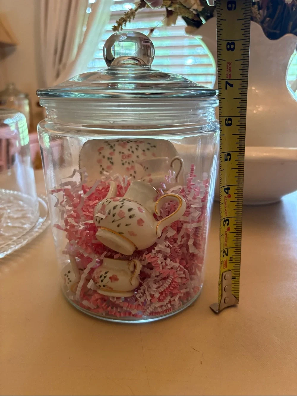 Miniature Porcelain Creamer & Sugar Set with Pink Floral Accents